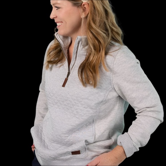 L.L. Bean M Light Gray Women's Quarter-Zip Sweatshirt comfort winter fall - Picture 2 of 10